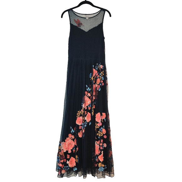 Sundance Kiera Hummingbird Midi Dress Size 4P Floral Embroidered Mesh Event $398 - Picture 3 of 16